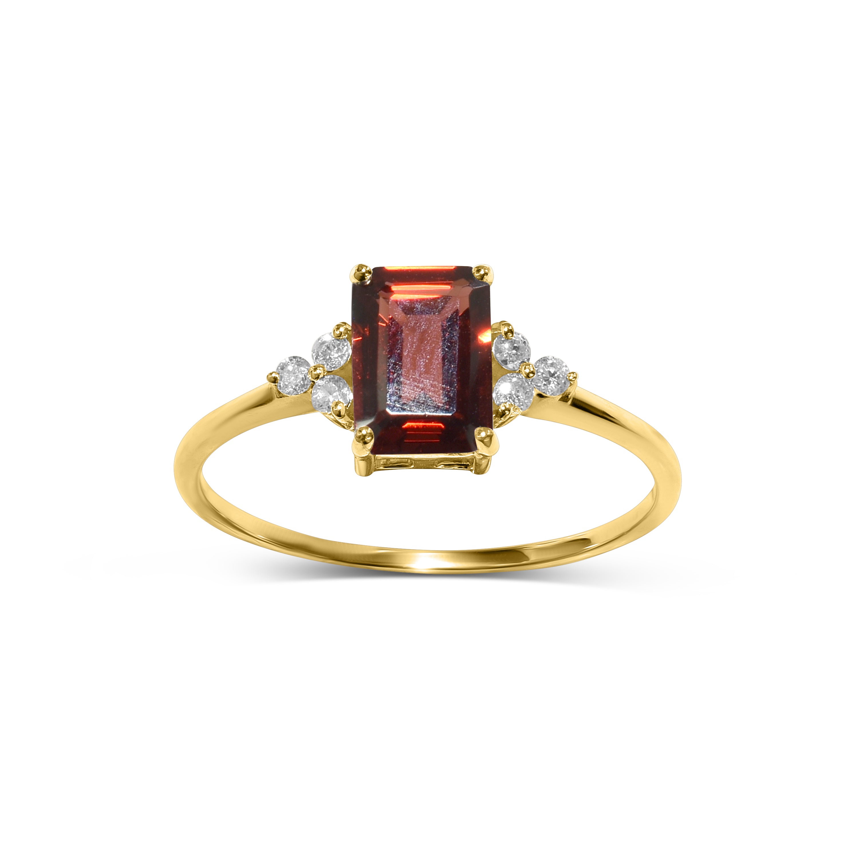 14k Rectangle Garnet Diamond Set