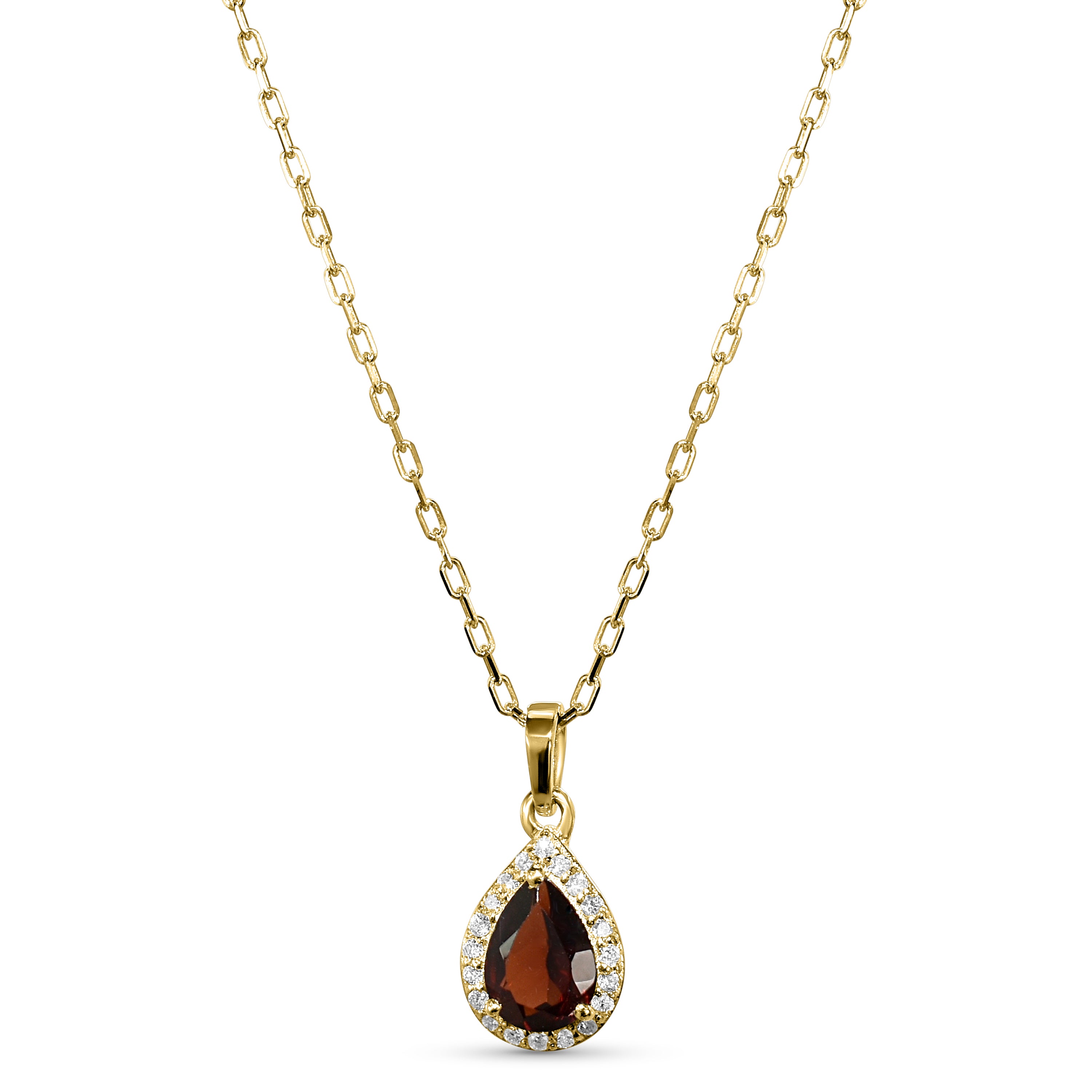 14k Diamond Garnet Drop Shape Set