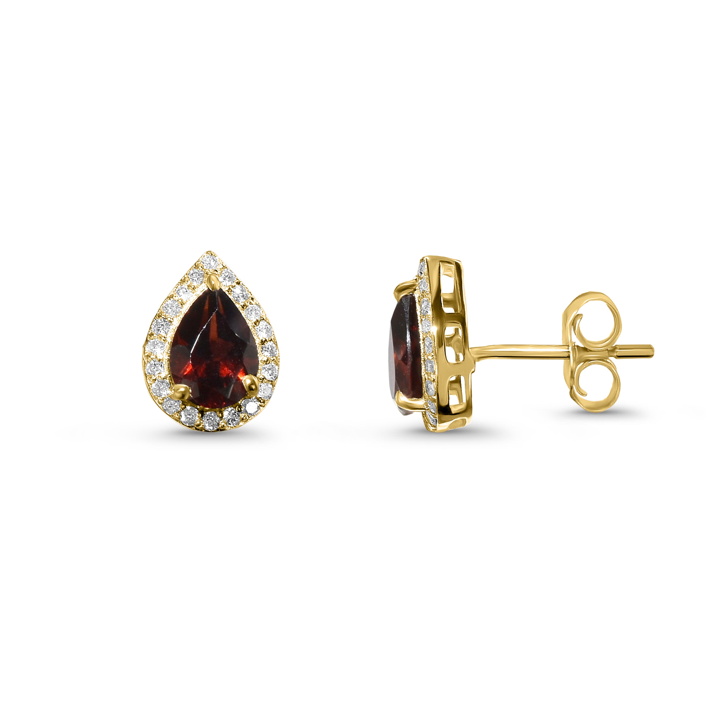 14k Diamond Garnet Drop Shape Set