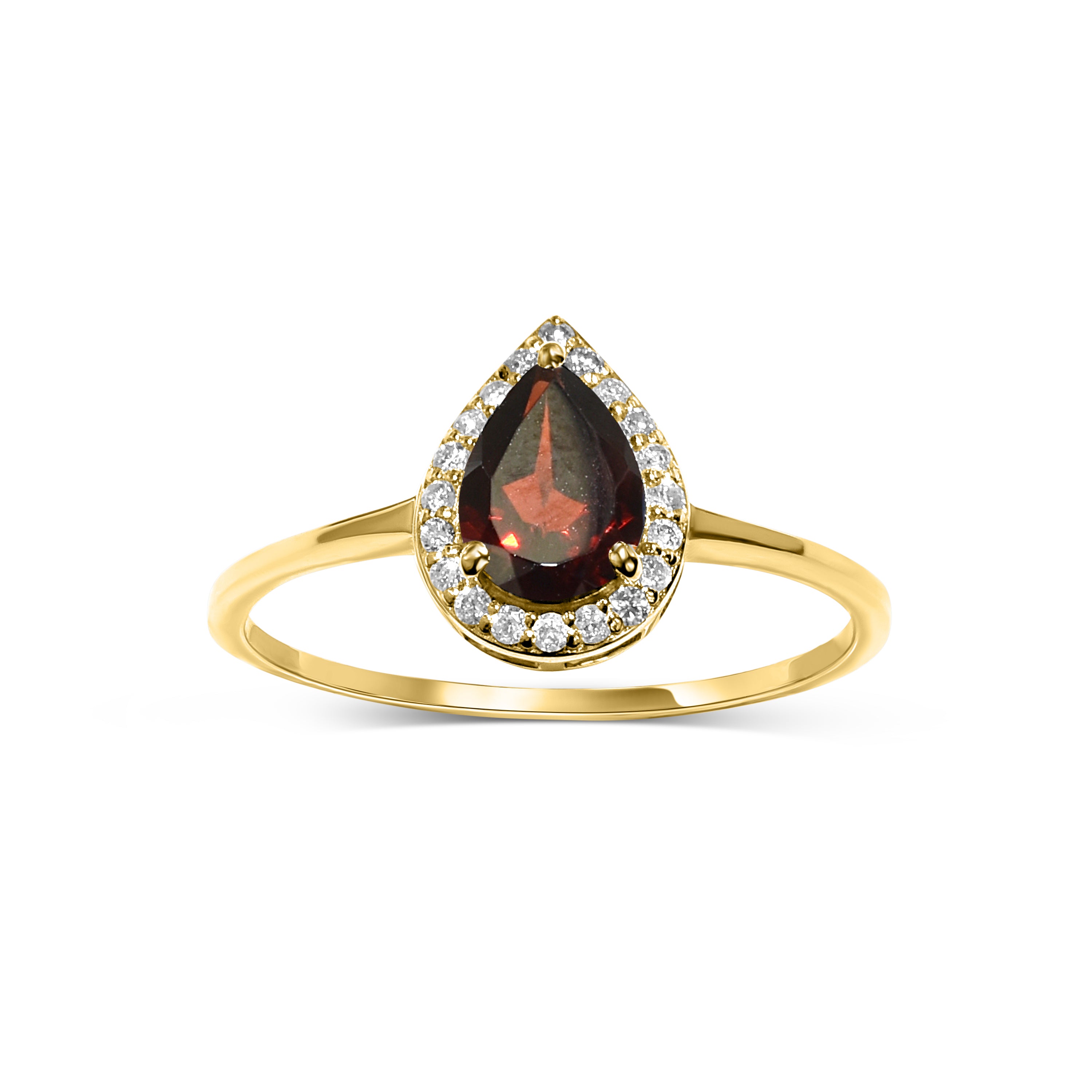 14k Diamond Garnet Drop Shape Set