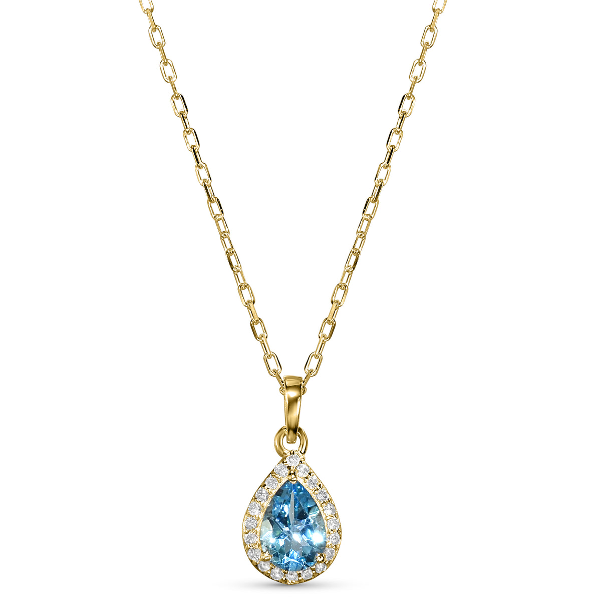14k Blue Topaz Diamond Pear Shape Set