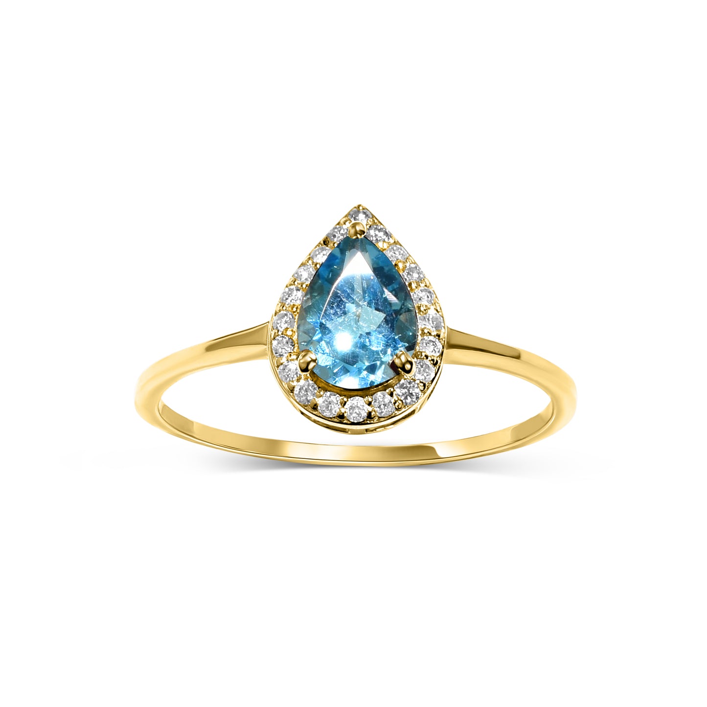 14k Blue Topaz Diamond Pear Shape Set
