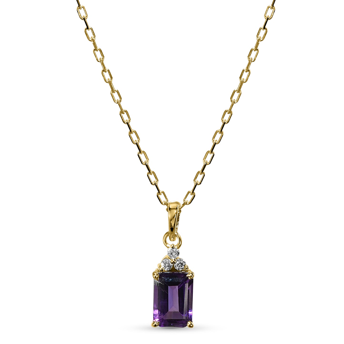 14k Amethyst Diamond Rectangle Shape Set
