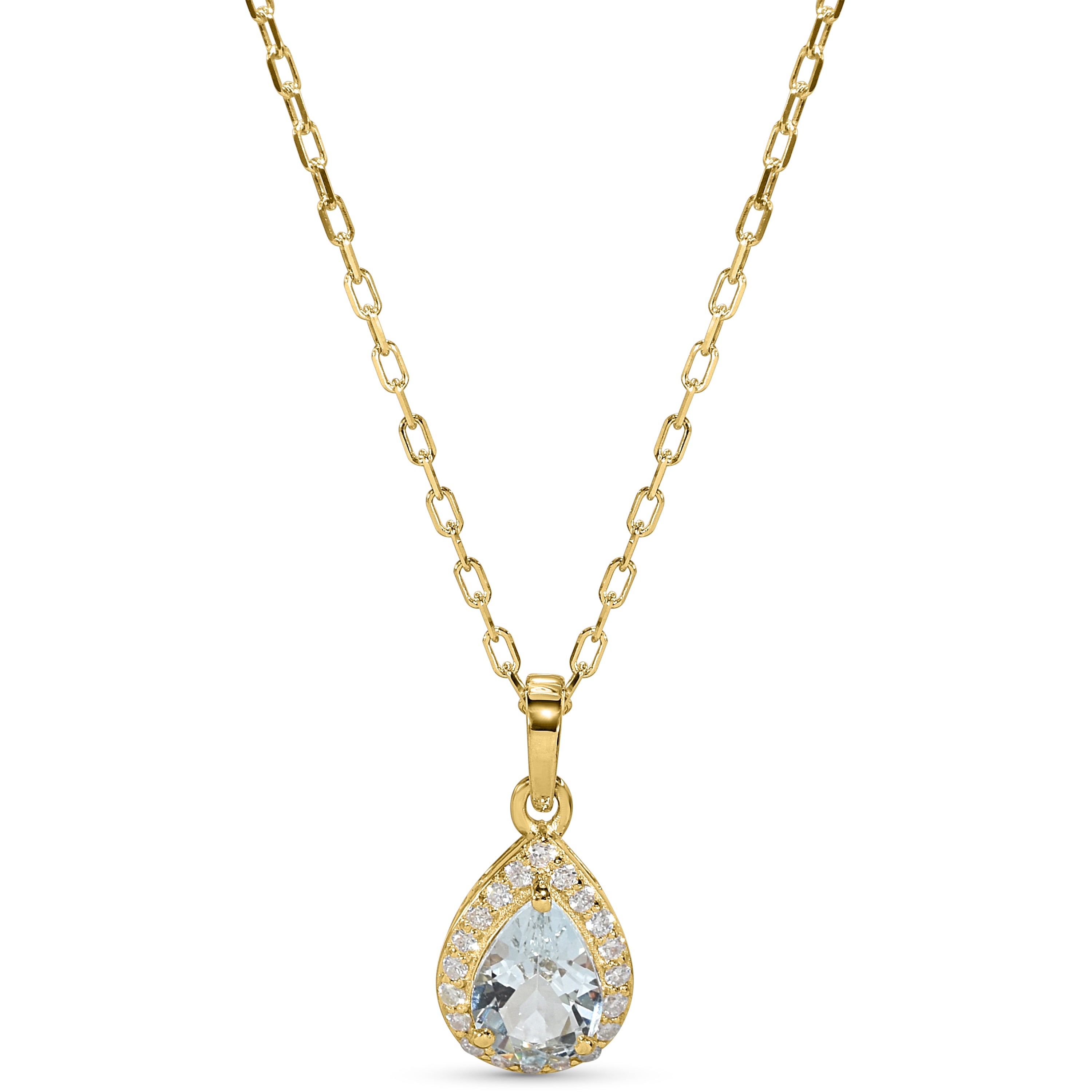 14k Aquamarine Diamond Pear Shape Set