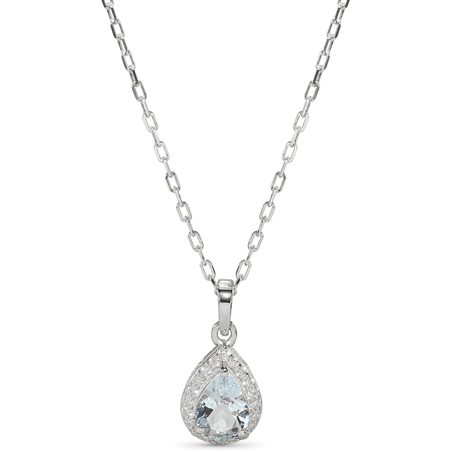 14k White Gold Aquamarine Diamond Pear Shape Set
