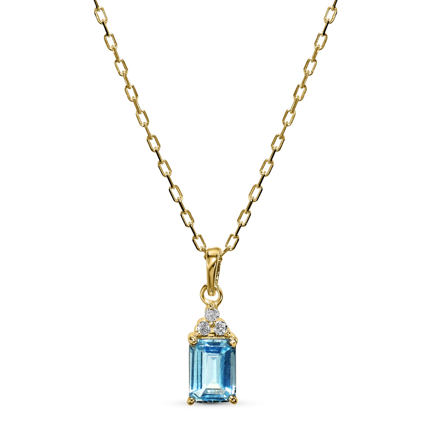 14k Blue Topaz Diamond Rectangle Shape Set