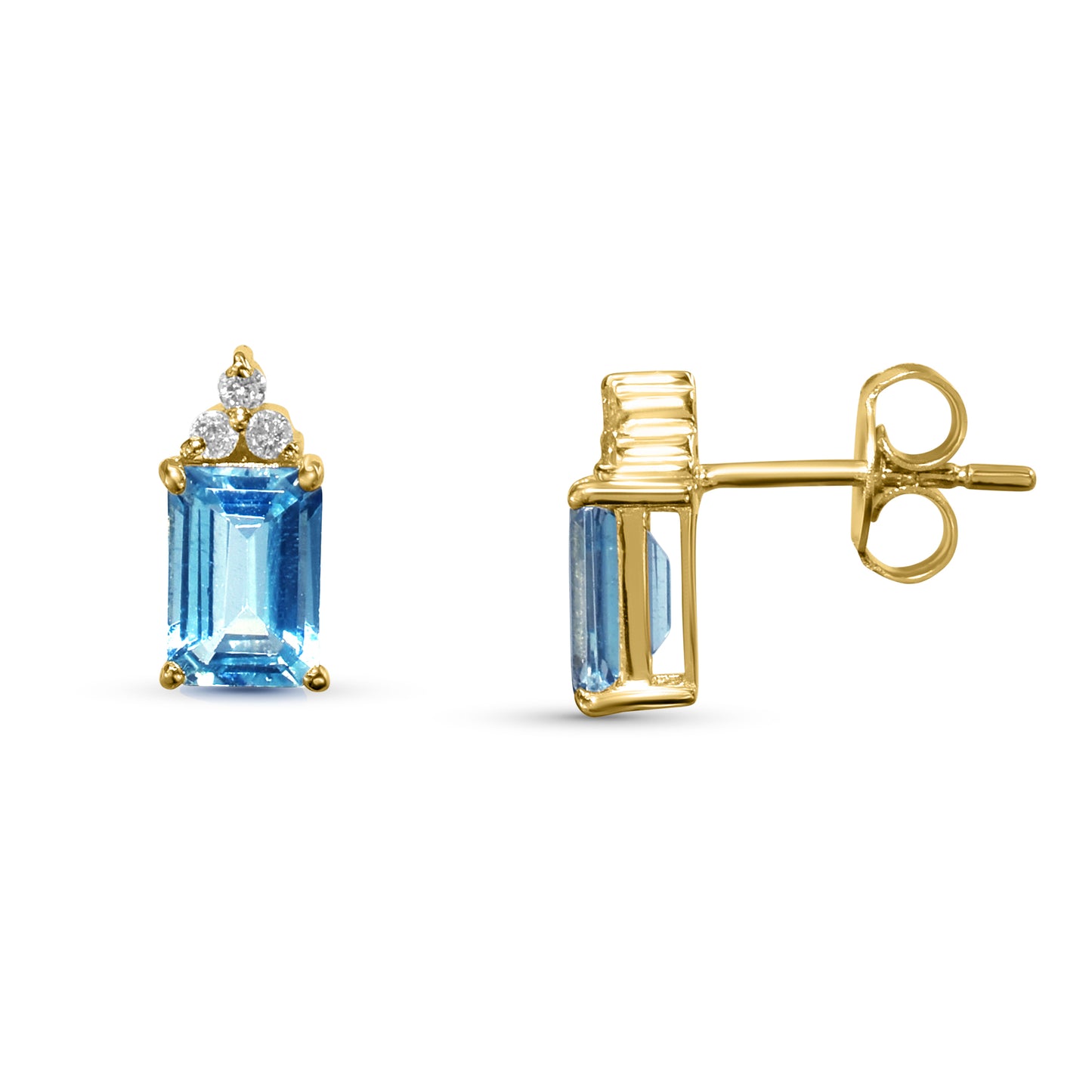 14k Blue Topaz Diamond Rectangle Shape Set