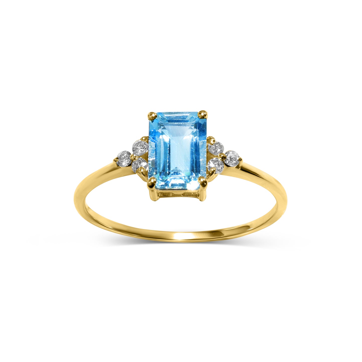14k Blue Topaz Diamond Rectangle Shape Set