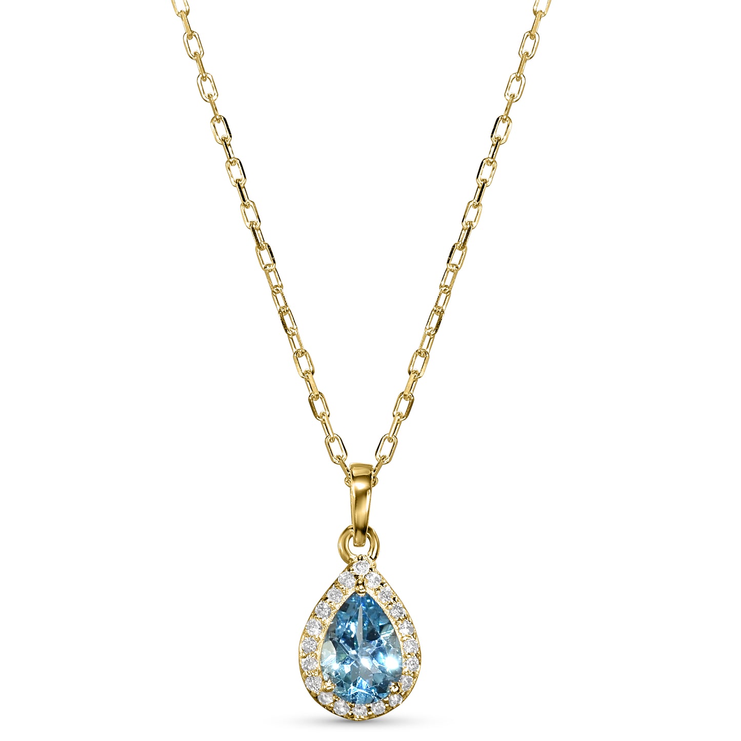 14k Blue Topaz Diamond Pear Shape Set