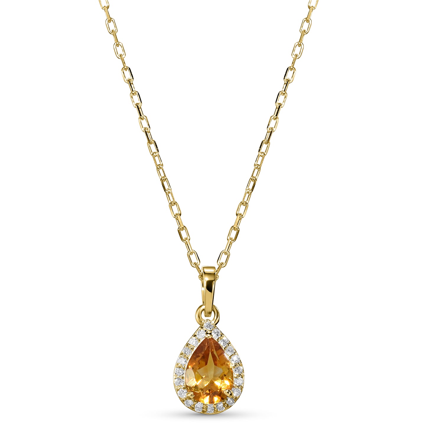 14k Citrine Diamond Pear Shape Set
