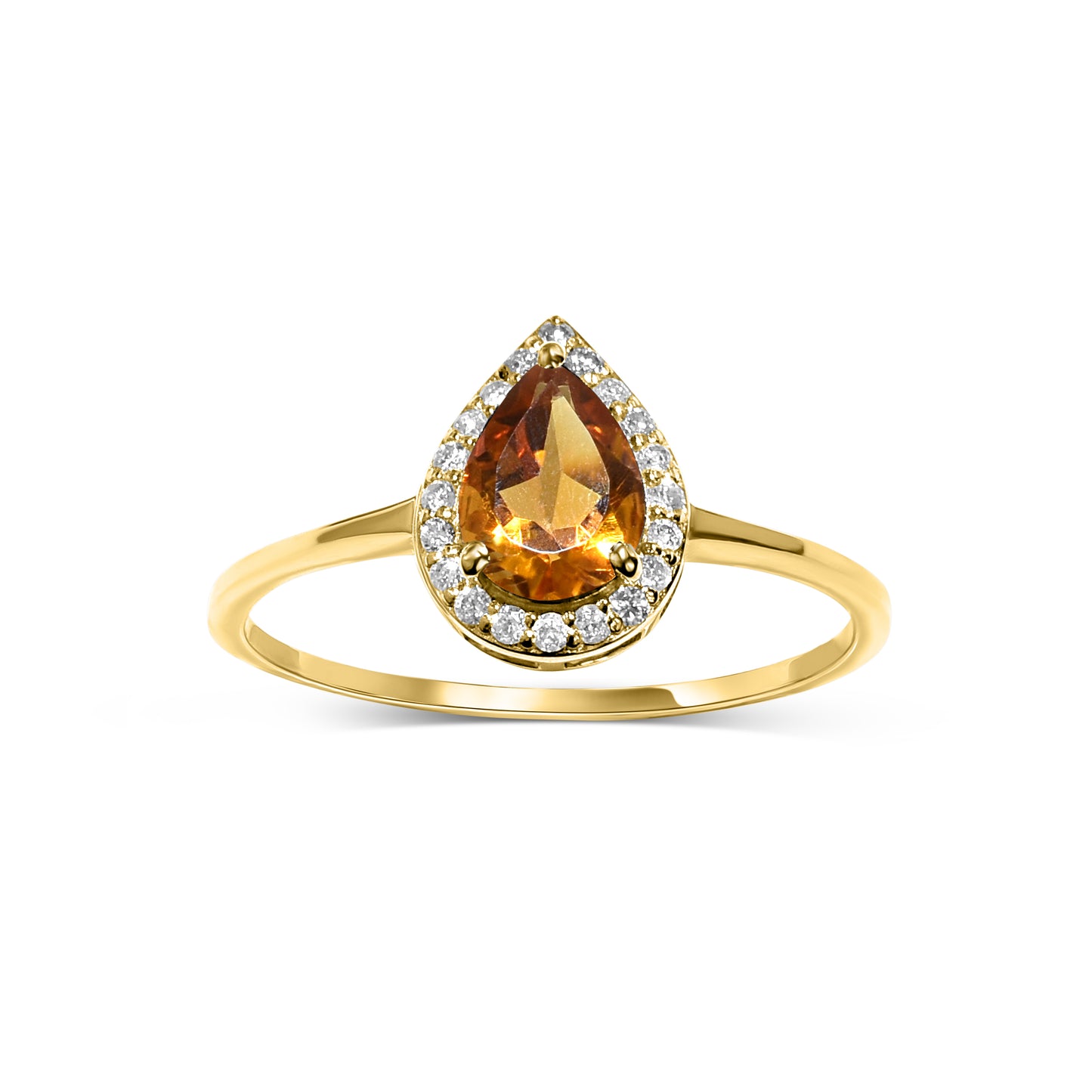 14k Citrine Diamond Pear Shape Set