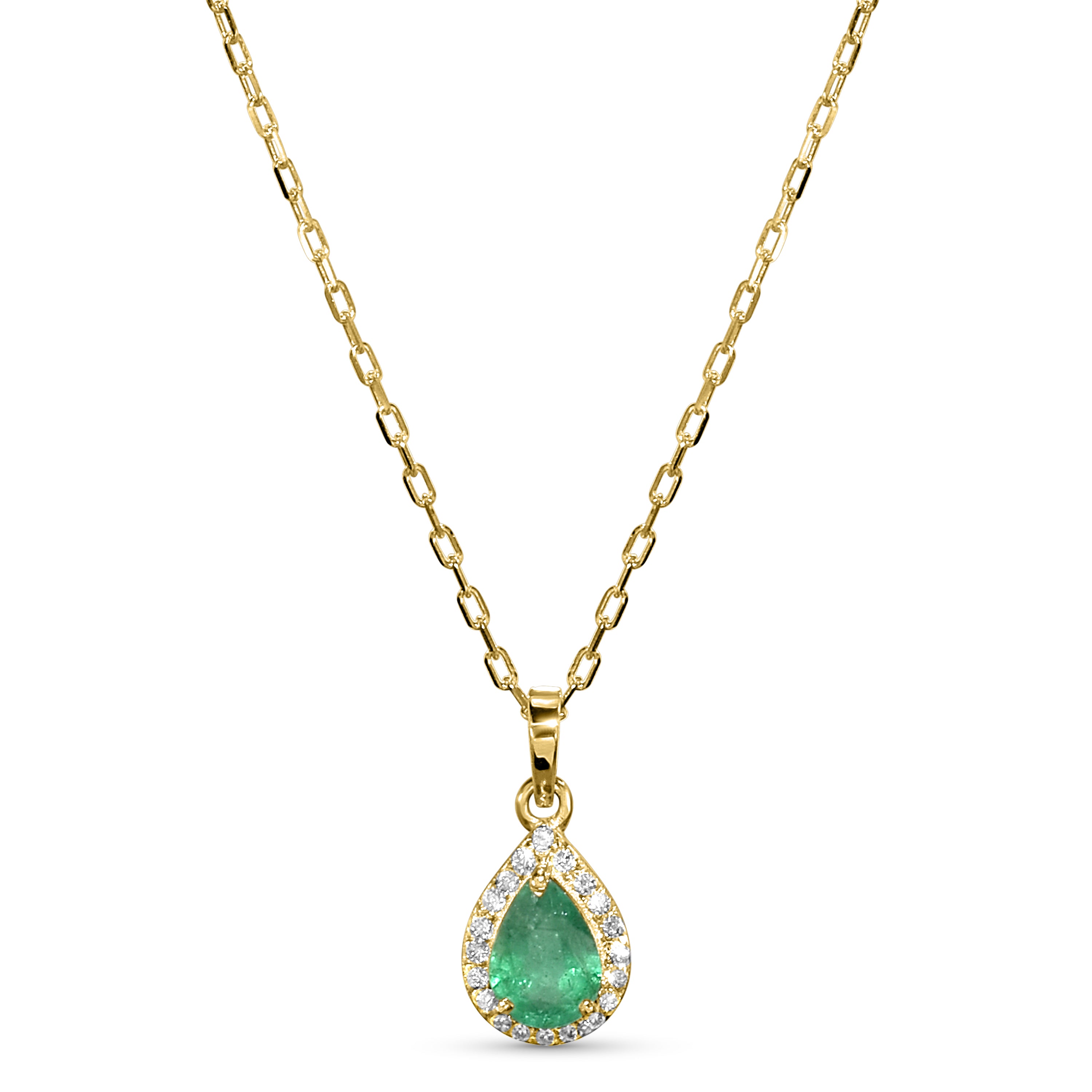 14k Emerald Diamond Pear Shape Set