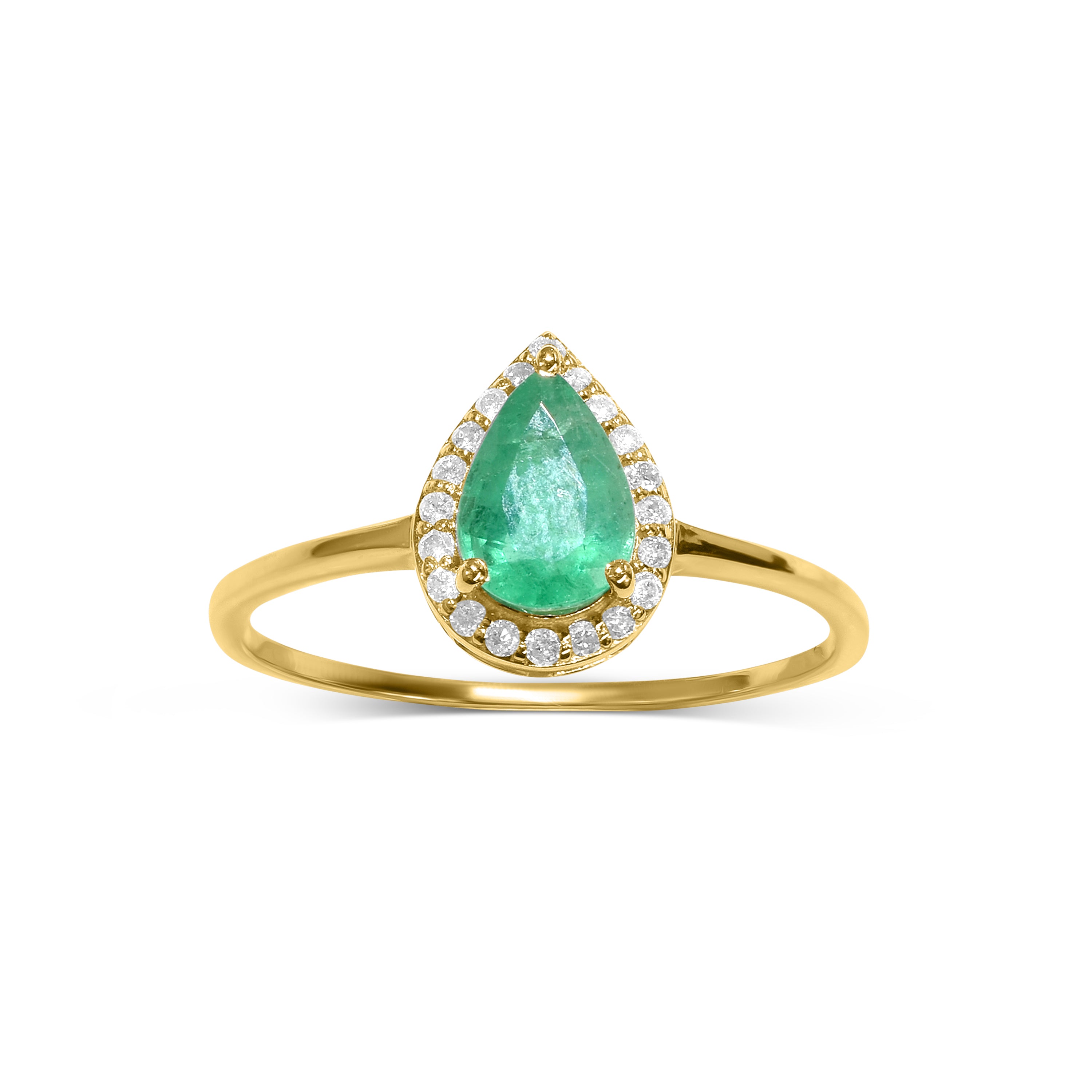 14k Emerald Diamond Pear Shape Set