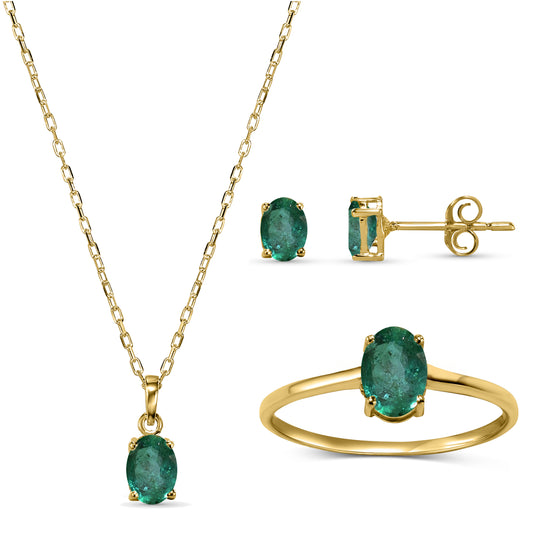 14k Emerald Oval Shape Set