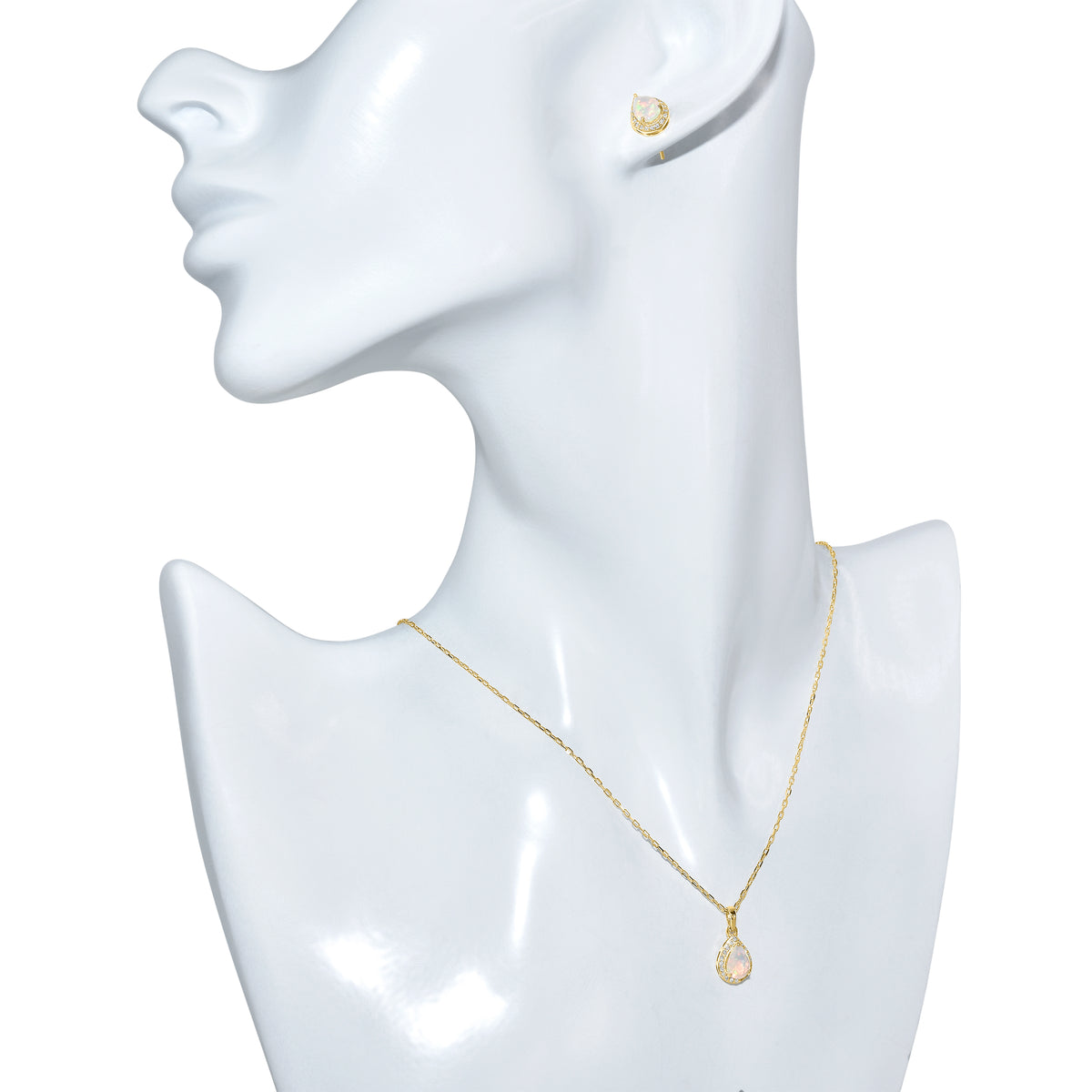 14k Opal Diamond Pear Shape Set
