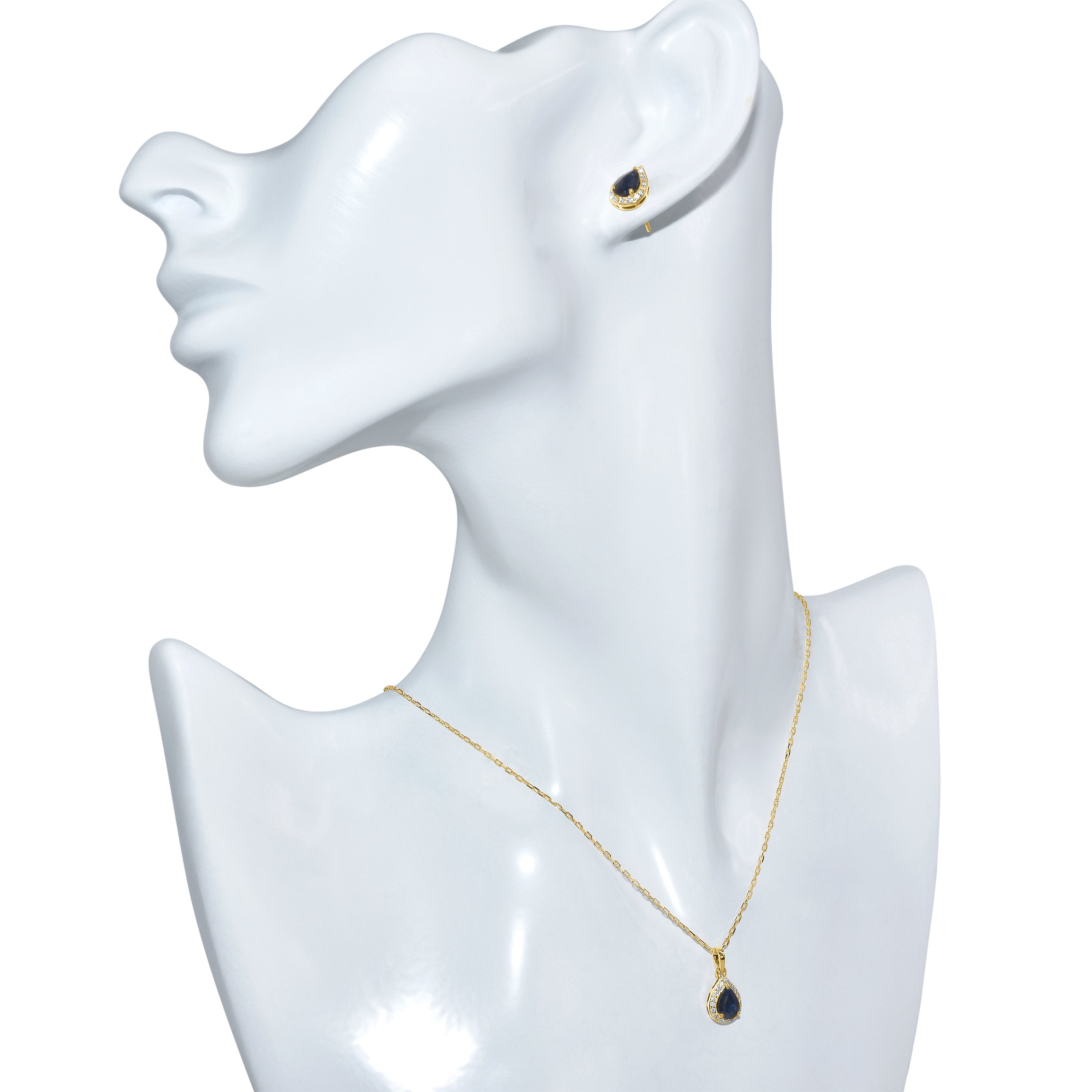 14k Sapphire Diamond Pear Shape Set