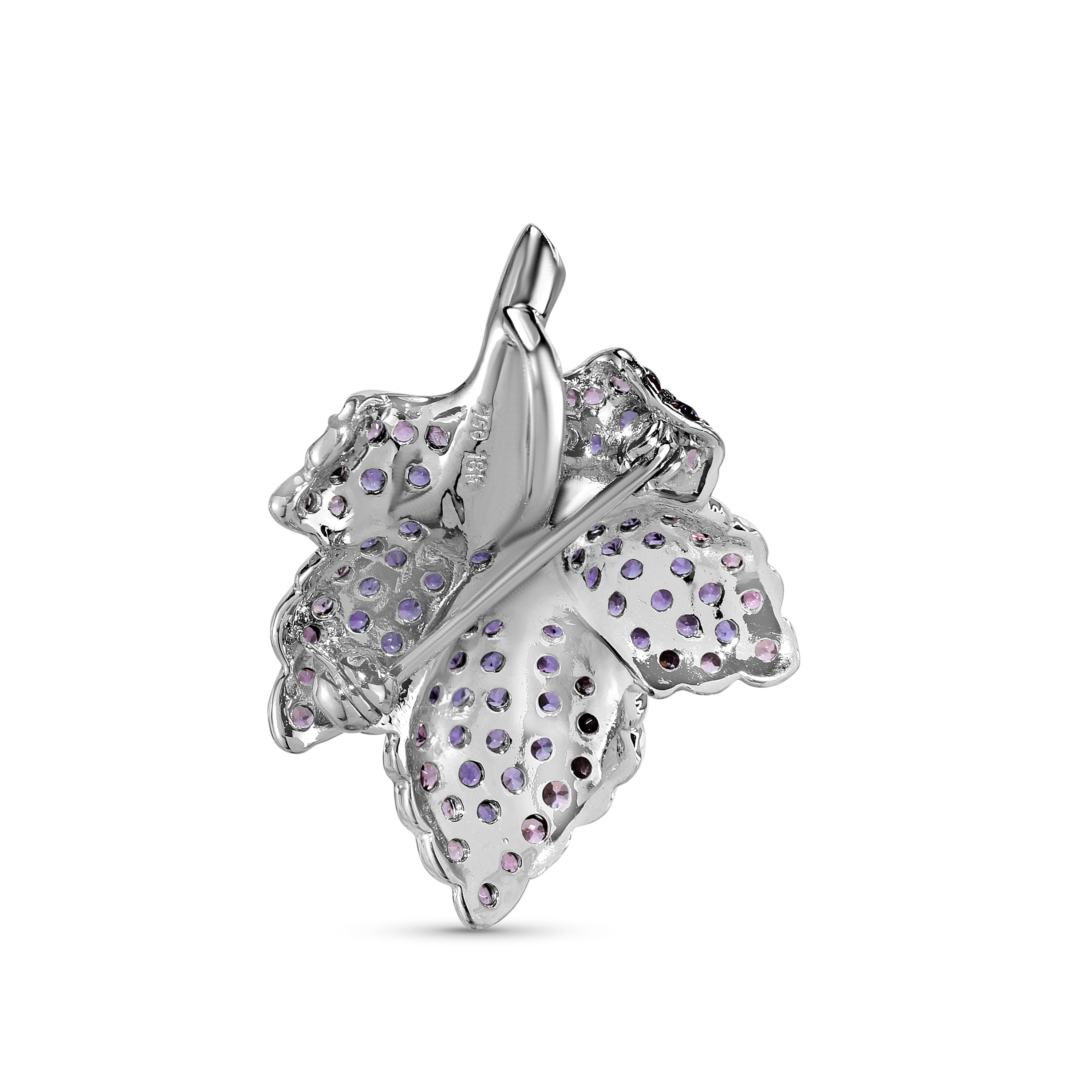 18k Pink Tourmaline Amethyst Leaf Pendant & Pin Brooch