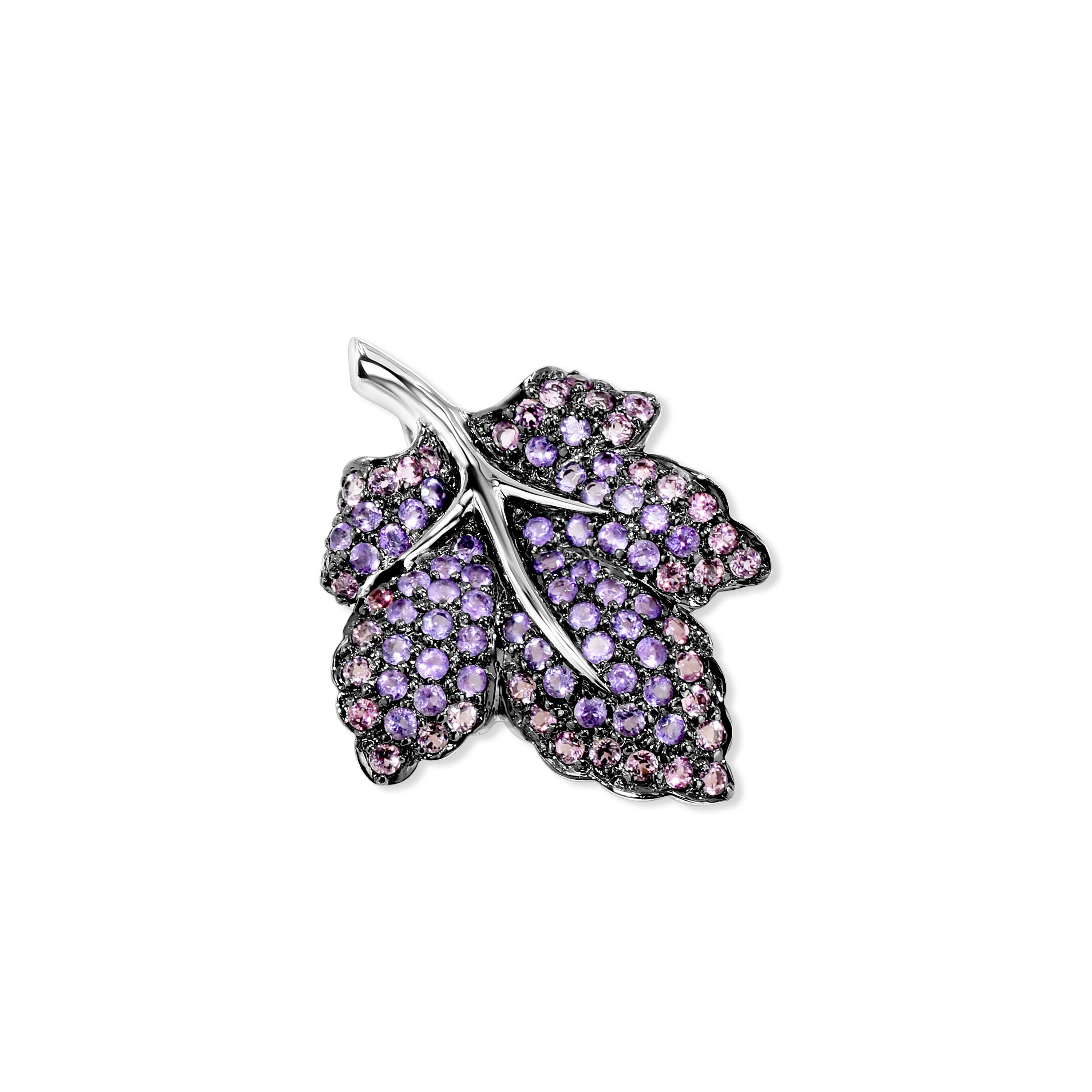 18k Pink Tourmaline Amethyst Leaf Pendant & Pin Brooch