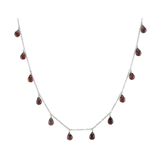 14k Garnet Birthstone Necklace 16" White Gold