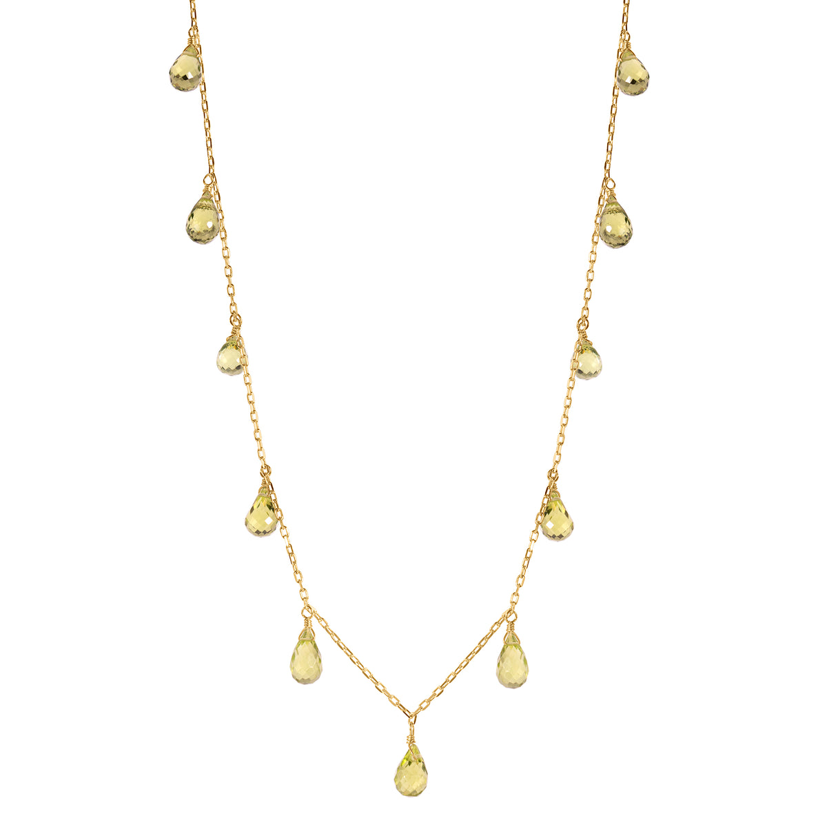 14k Peridot Birthstone Necklace 16"