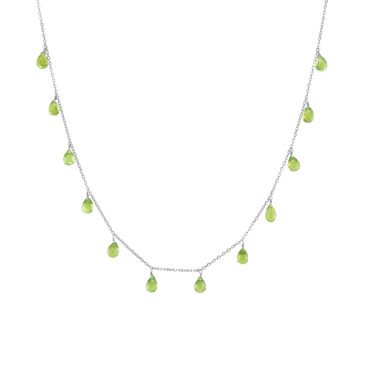 14k White or Yellow Gold Drop Dangle Birthstone Necklace