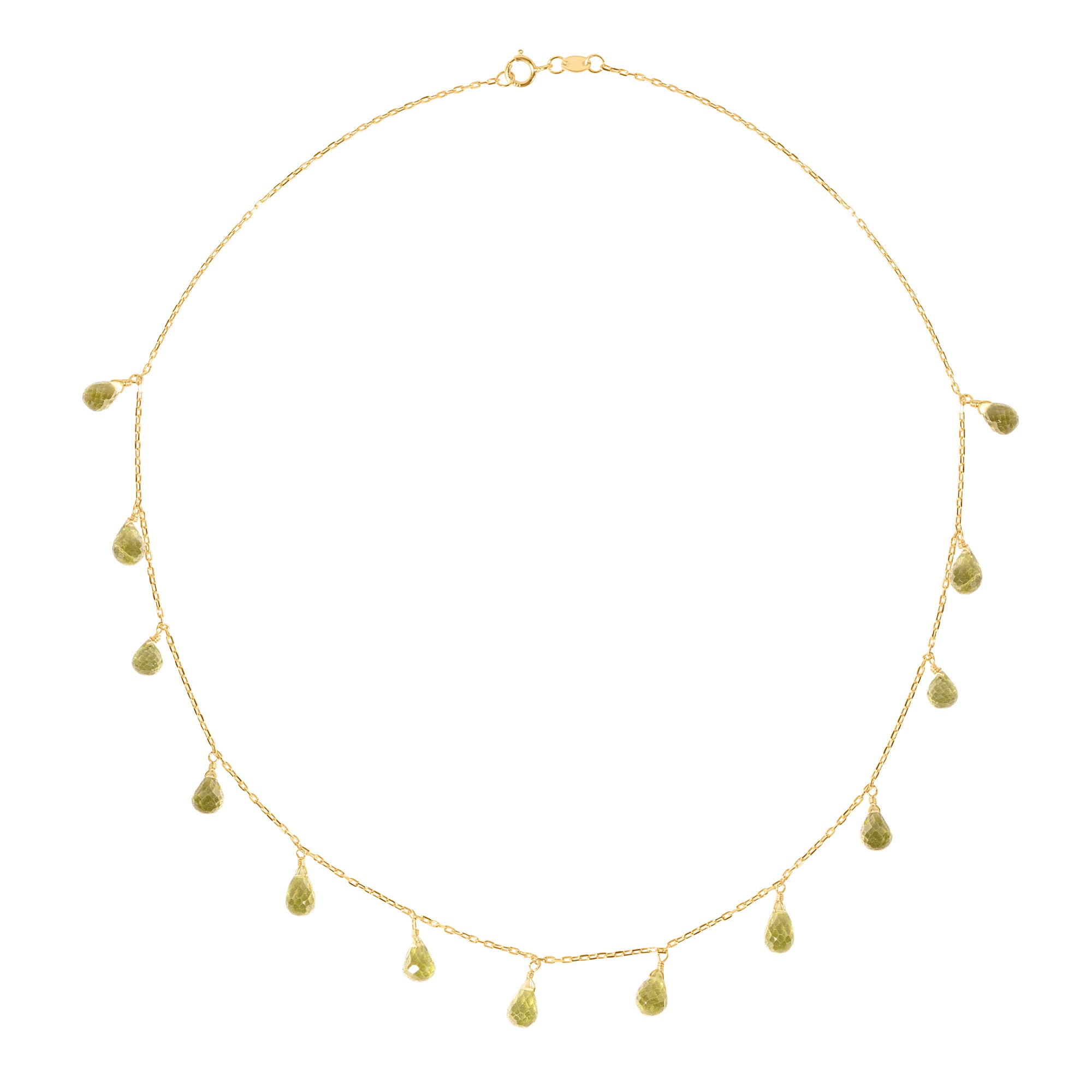 14k Peridot Birthstone Necklace 16"