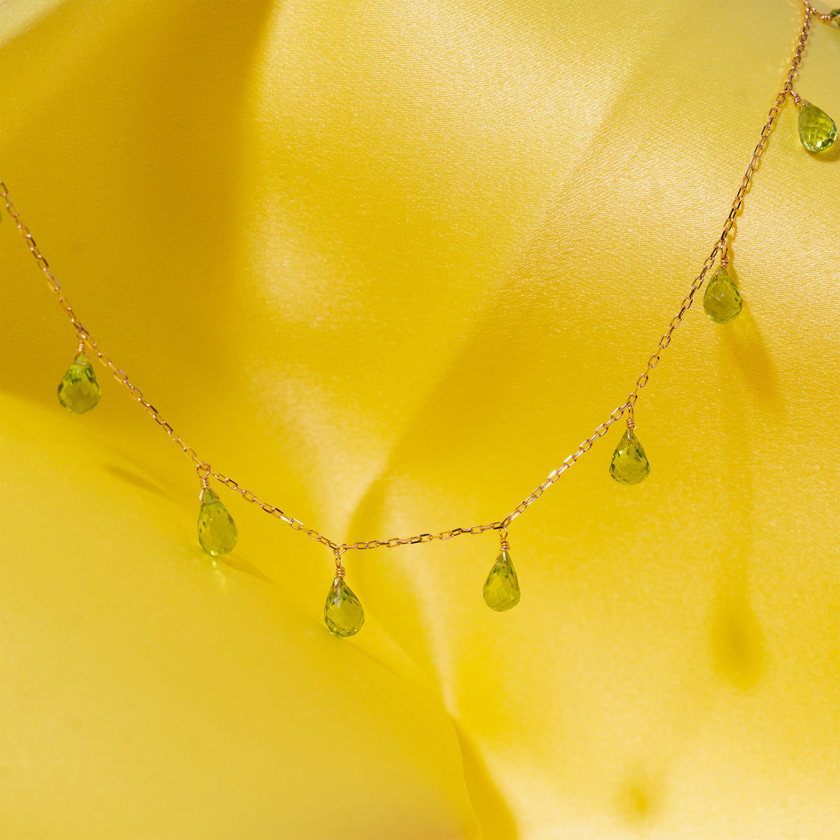 14k Peridot Birthstone Necklace 16"
