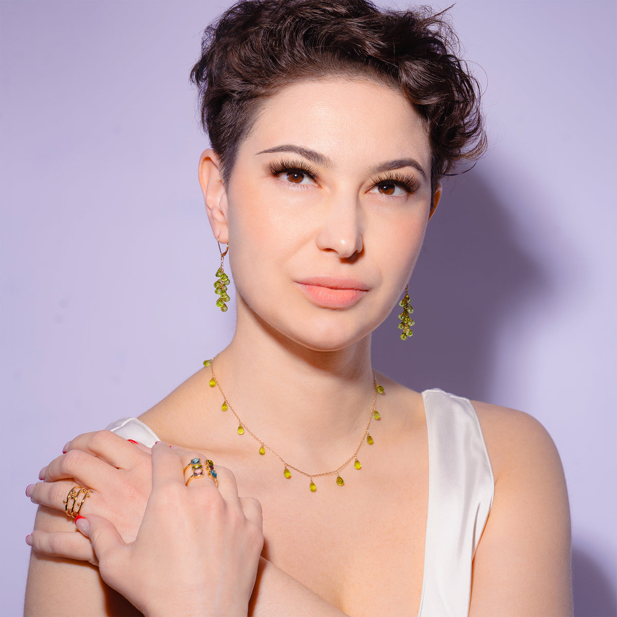 14k White or Yellow Gold Drop Dangle Birthstone Necklace