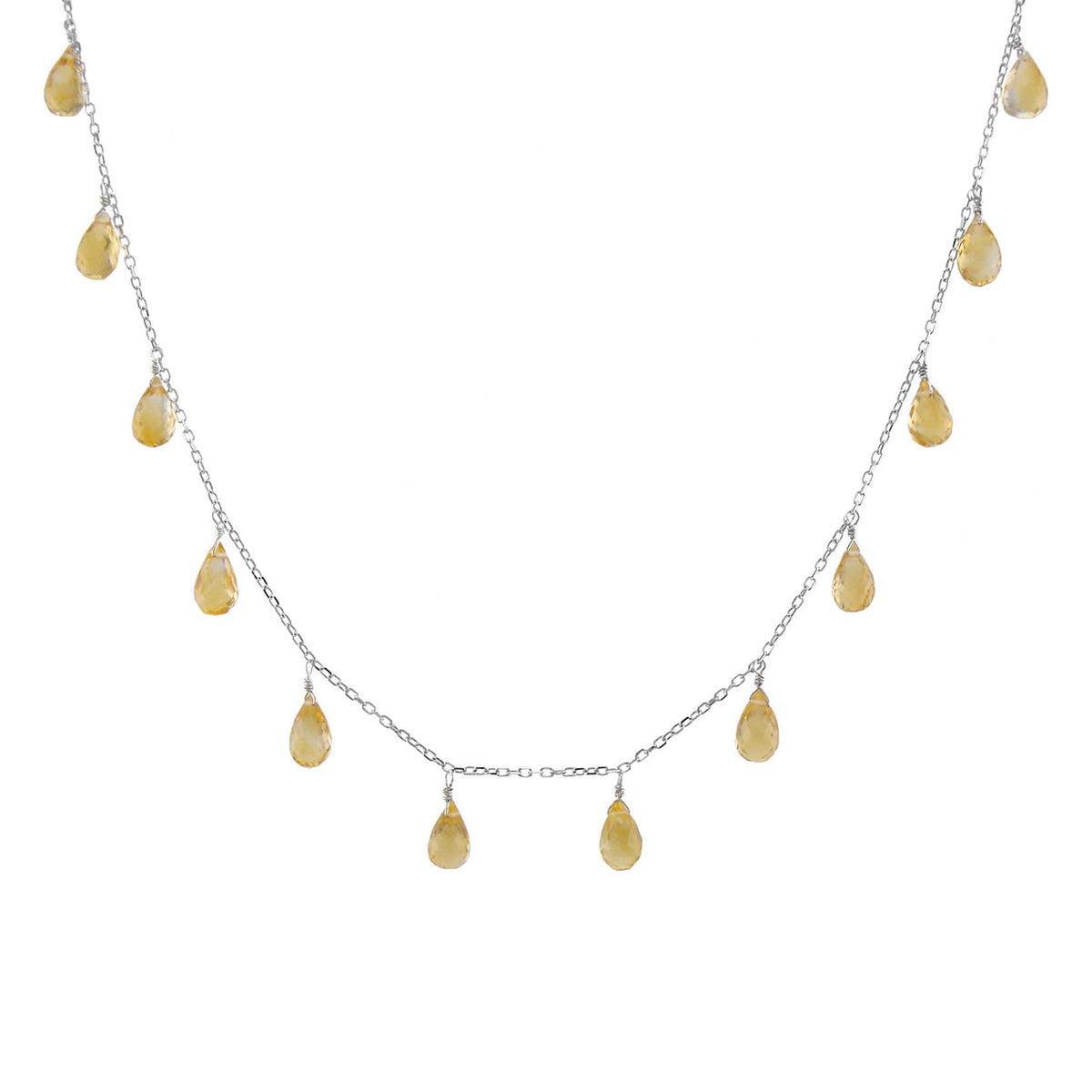 14k White or Yellow Gold Drop Dangle Birthstone Necklace