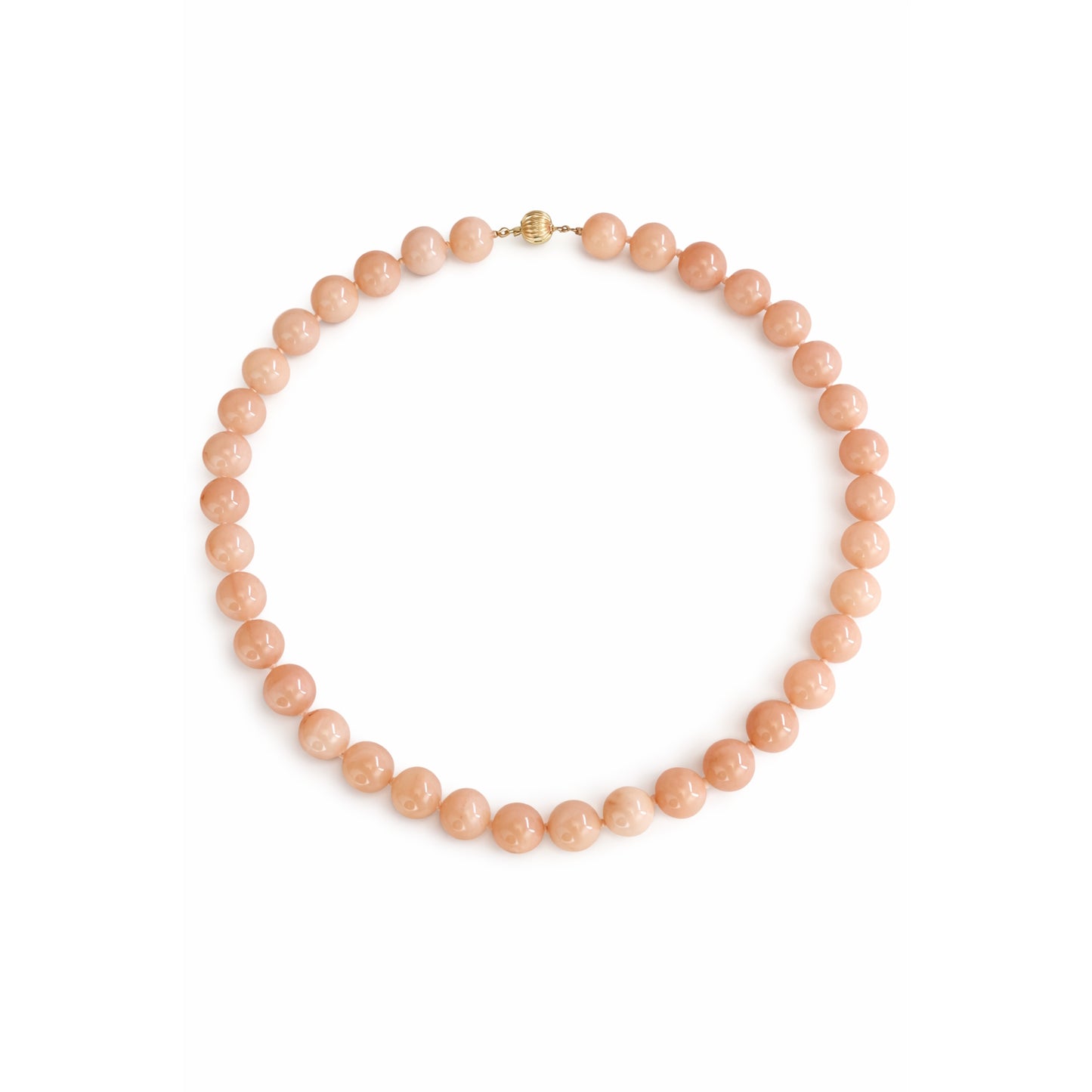 14k Peach Quartz Bead Necklace 18" 12MM