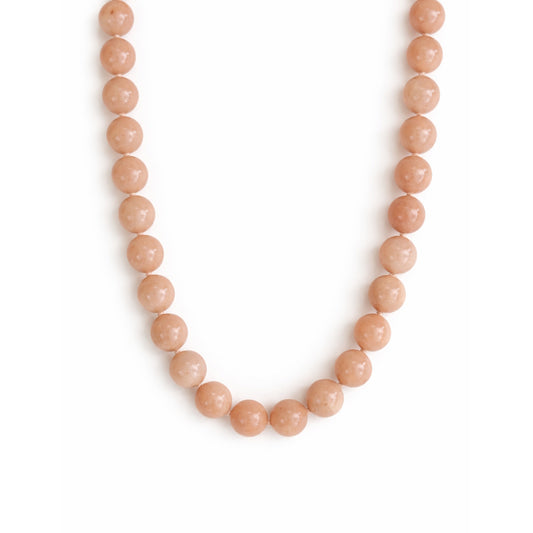 14k Peach Quartz Bead Necklace 18" 12MM