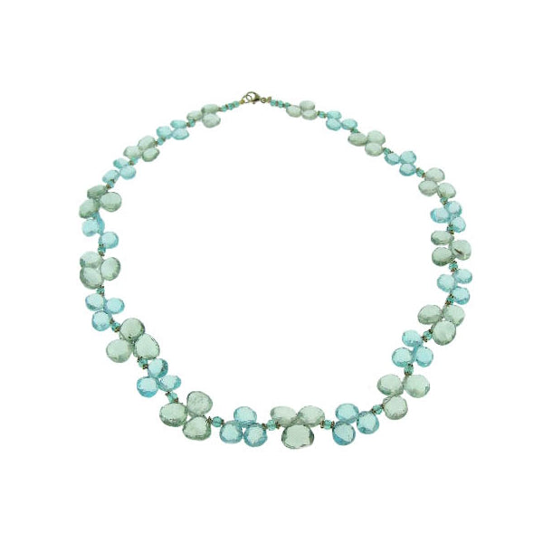 14k Blue Topaz Green Quartz Briolette Necklace