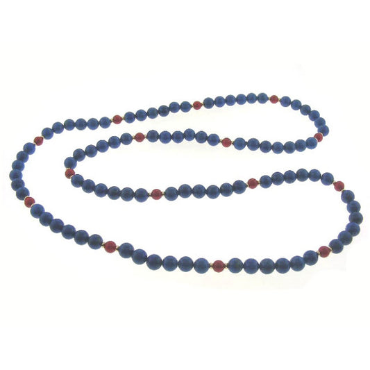 14k Lapis & Coral Necklace 34"