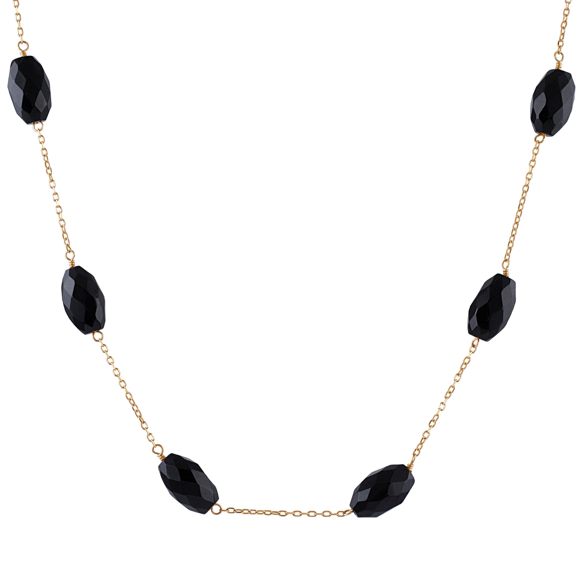 14k Black Onyx Nugget Necklace 17"