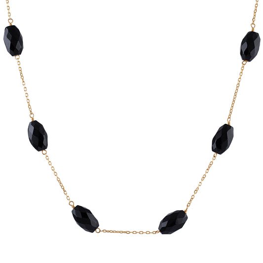 14k Black Onyx Nugget Necklace 17"