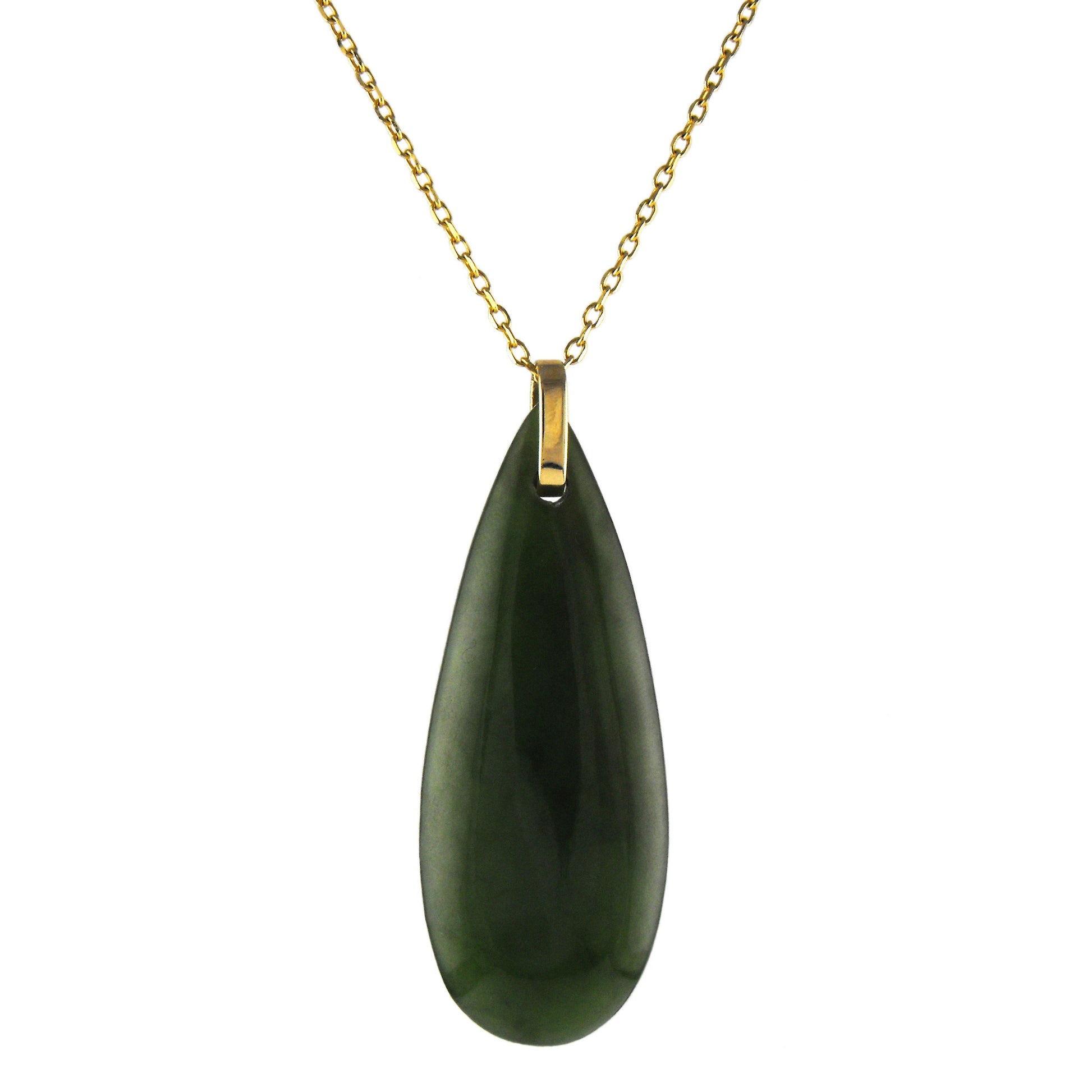 14k Natural Canadian Nephrite Jade Pendant Necklace 17"
