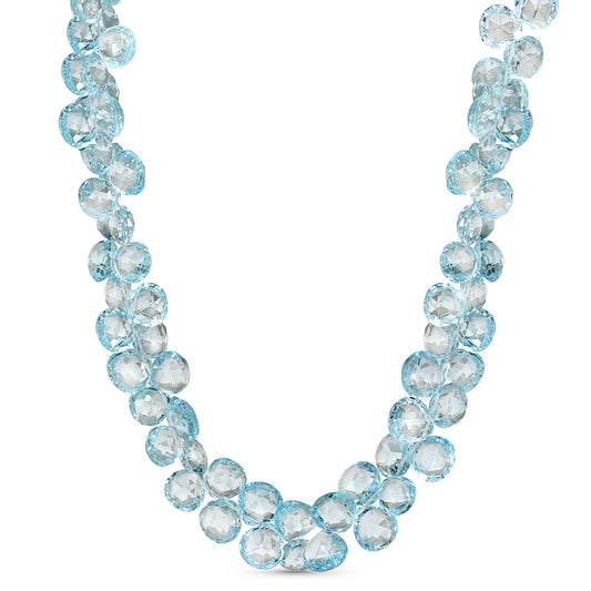 18k White Gold Blue Topaz Briolettes Necklace