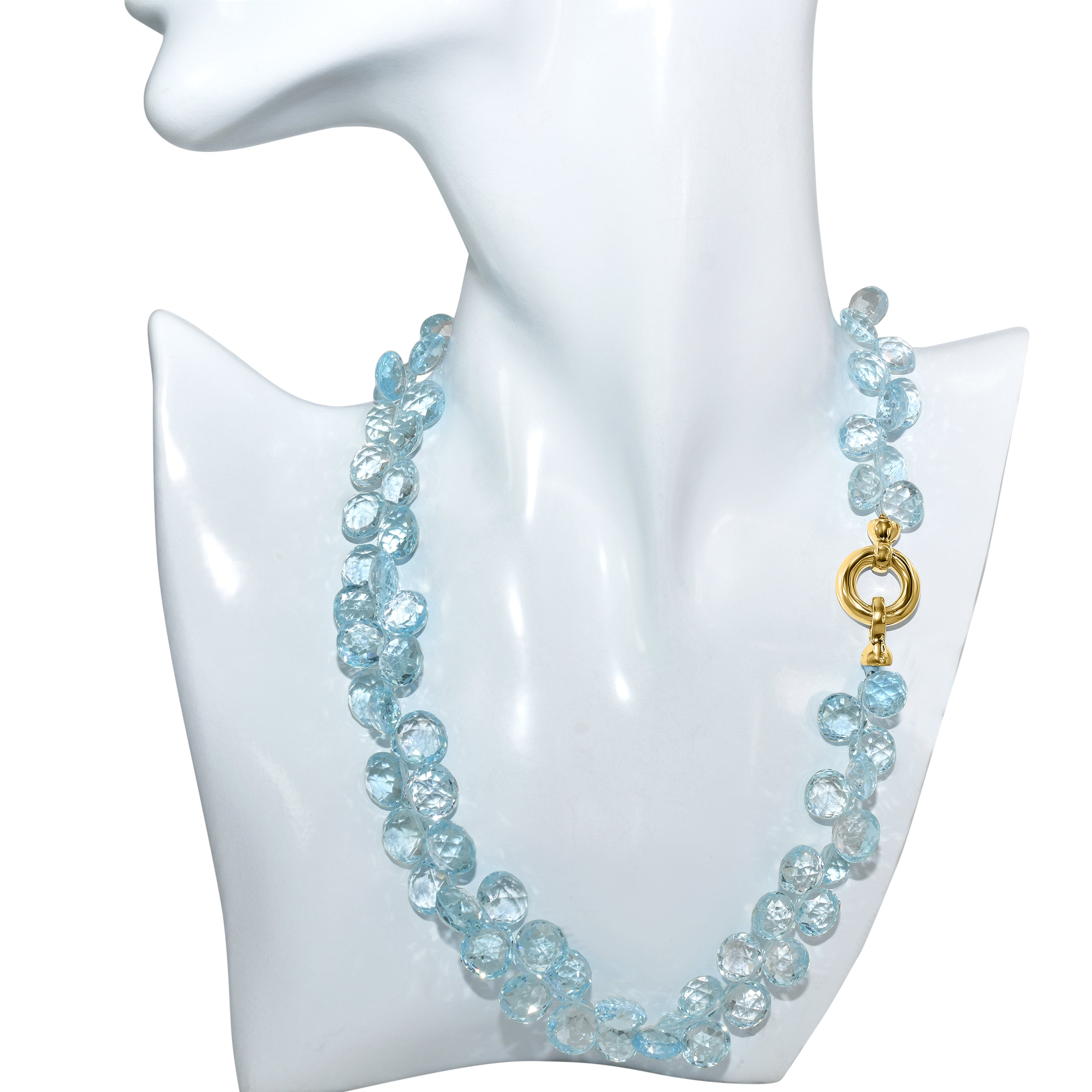 18k White Gold Blue Topaz Briolettes Necklace