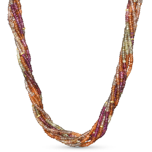 14k Tundra Sapphire 7 Row Bead Necklace