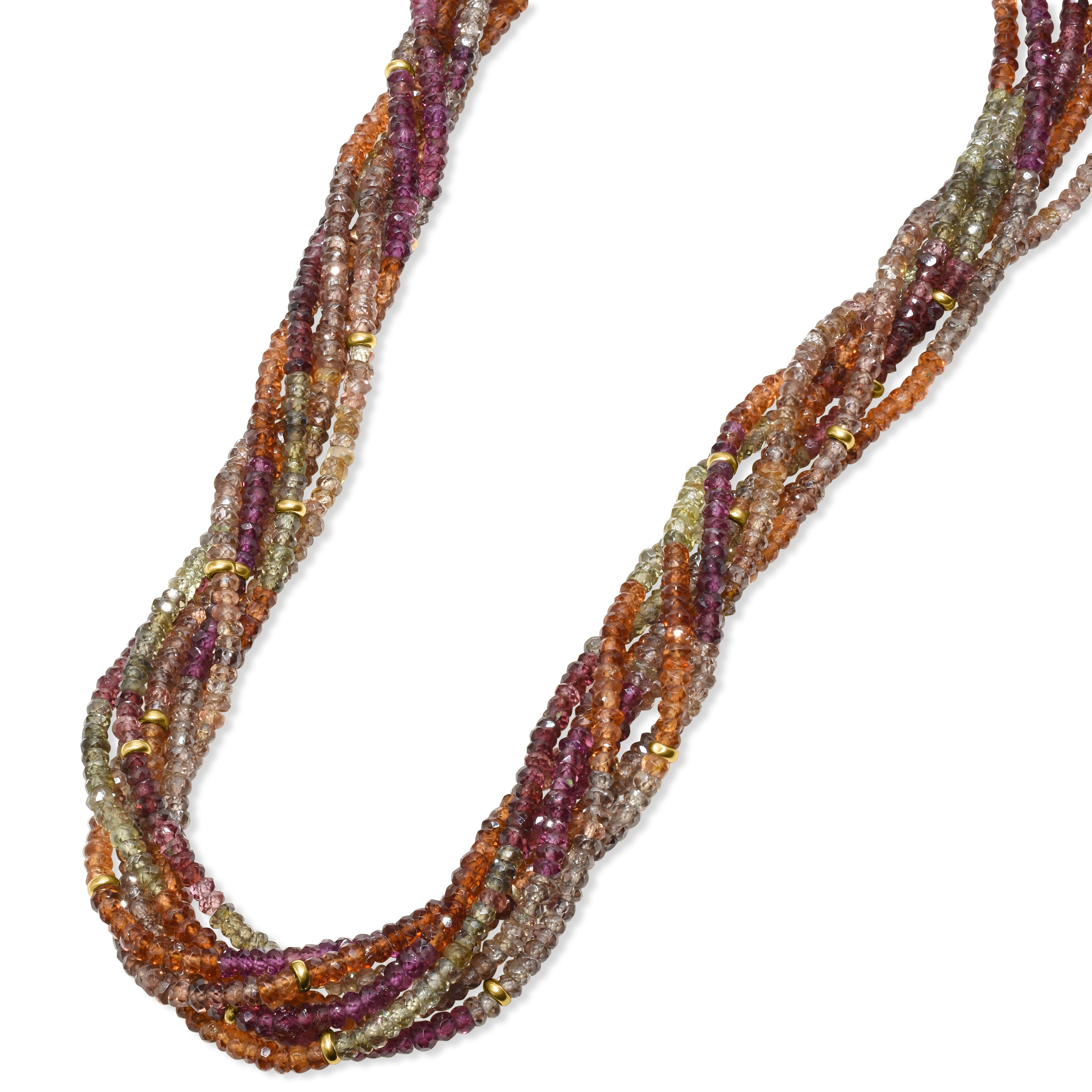 14k Tundra Sapphire 7 Row Bead Necklace