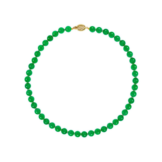 14k Chinese Green Jade Necklace 18"