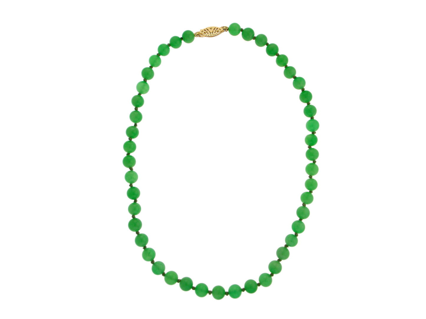 14k Chinese Green Jade Necklace 18"