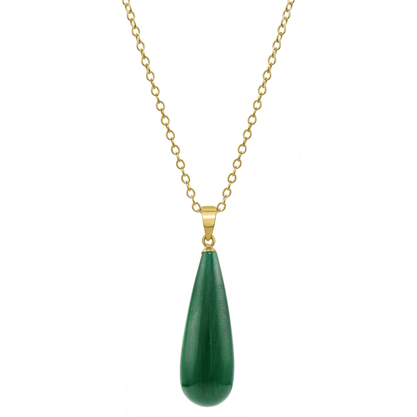 14k Malachite Tear Drop Pendant Necklace