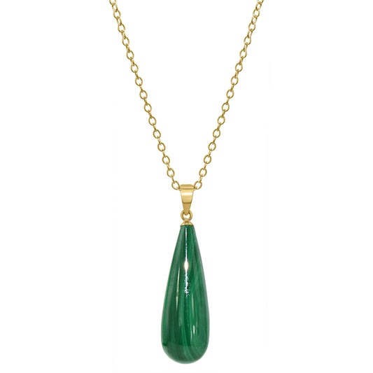 14k Malachite Tear Drop Pendant Necklace