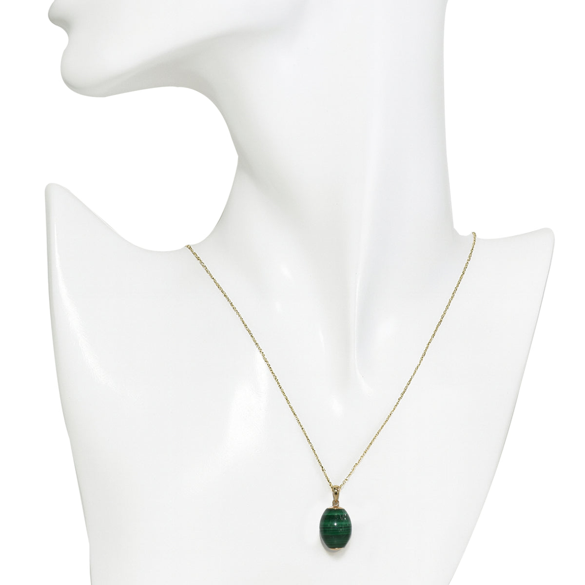 14k Malachite Barrel Pendant Necklace
