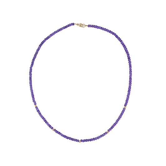 14k Amethyst Gold Roundel Bead Necklace