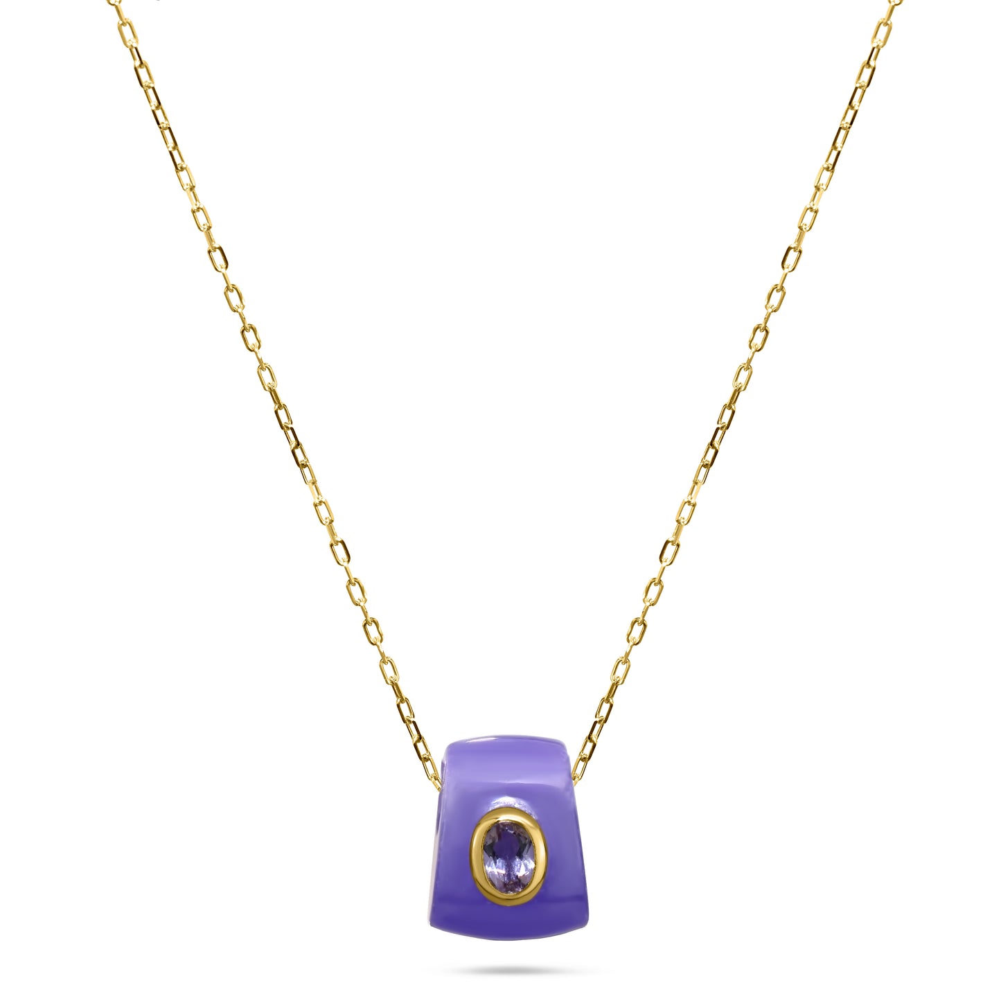 14k Lavender Jade Amethyst Pendant Necklace