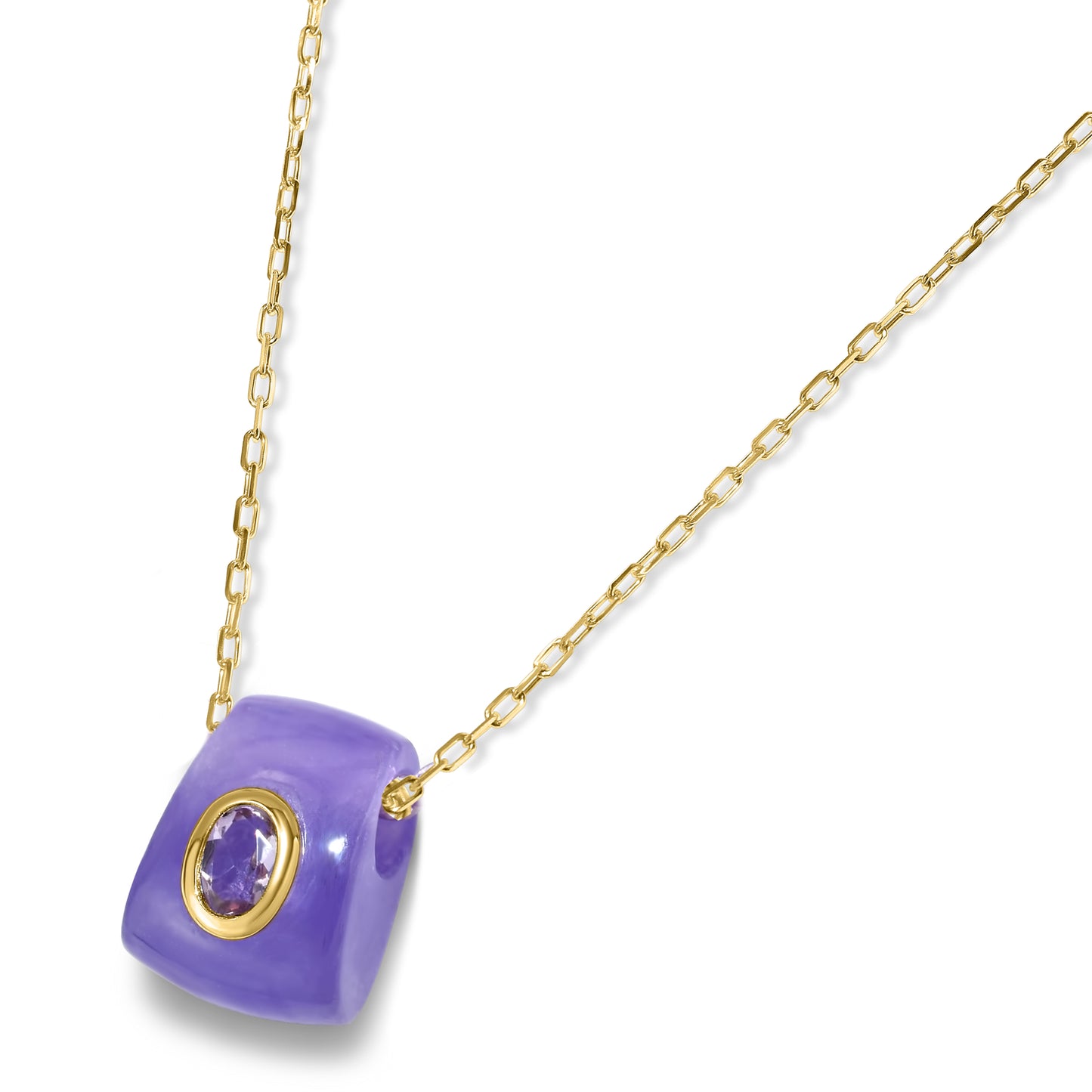 14k Lavender Jade Amethyst Pendant Necklace