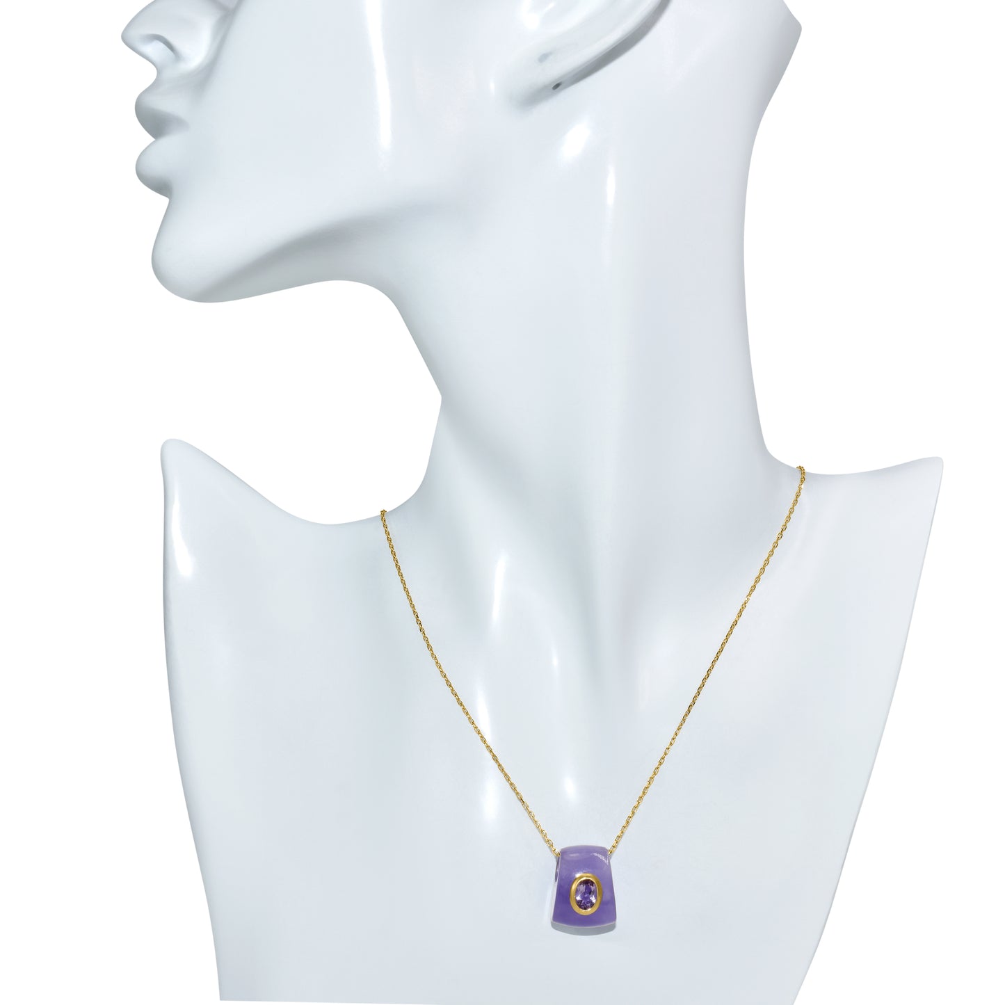 14k Lavender Jade Amethyst Pendant Necklace