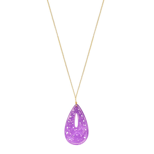 14k Lavander Agate Pendant Necklace 18"